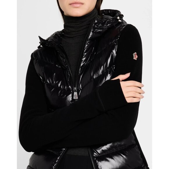 Moncler Grenoble Black Puffer Polar Fleece Hooded Zip-Up Cardigan Jacket Size XL - Picture 5 of 16